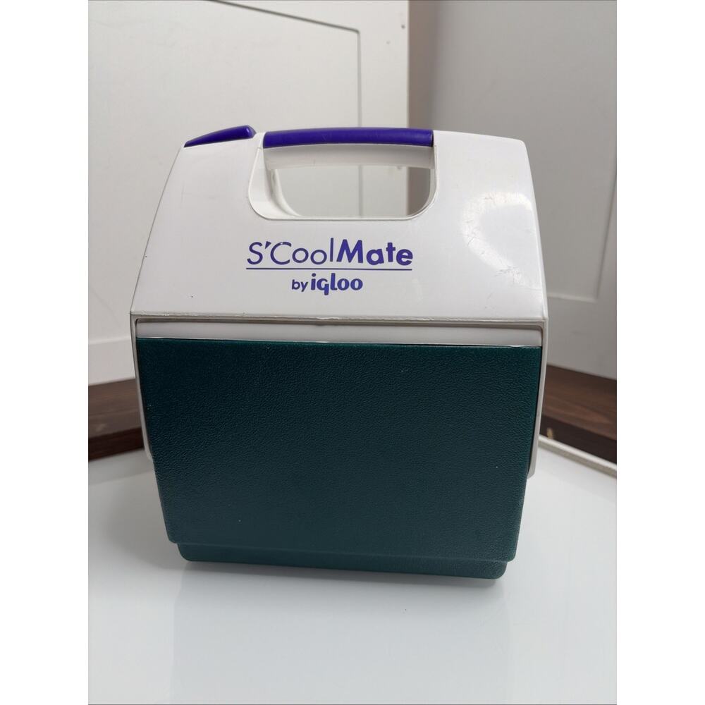 Vintage Igloo S'Cool Mate Mini Cooler Jade White Purple Lunchbox 90s